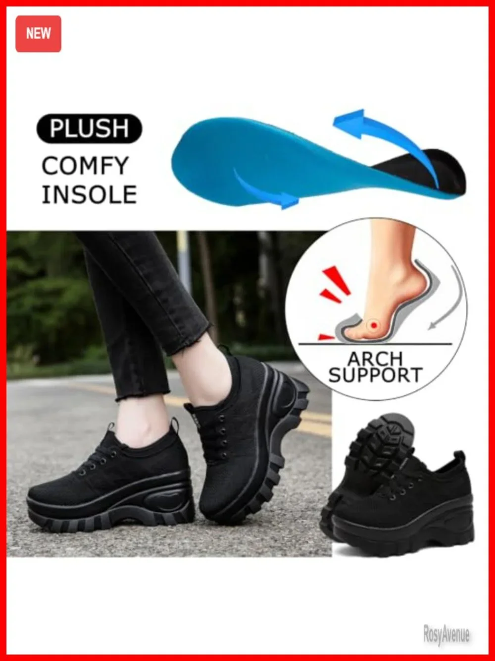 Women's Chunky Platform Wedge Sneakers Comfort Orthopedic Knit Walking Shoes